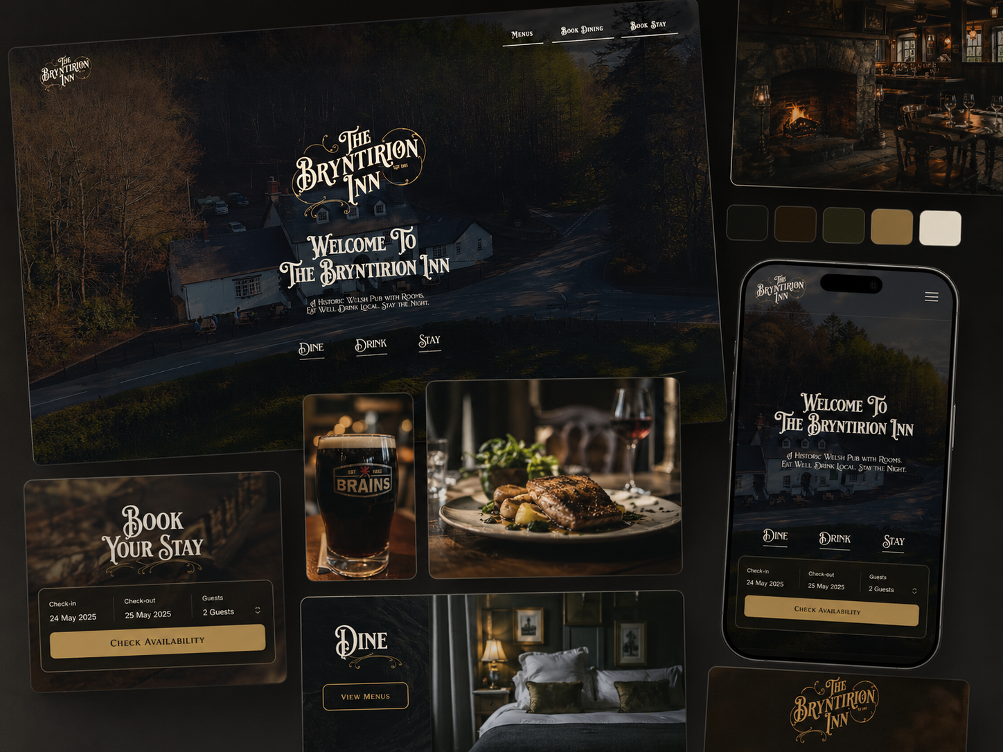 The Bryntirion Inn website design and drone content case study presentation.